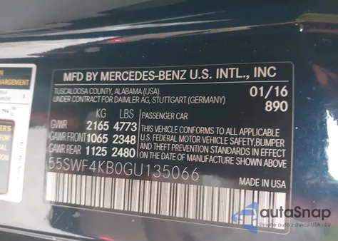 2016 Mercedes-Benz C 300 4Matic from USA, damaged, VIN 55SWF4KB0GU135066